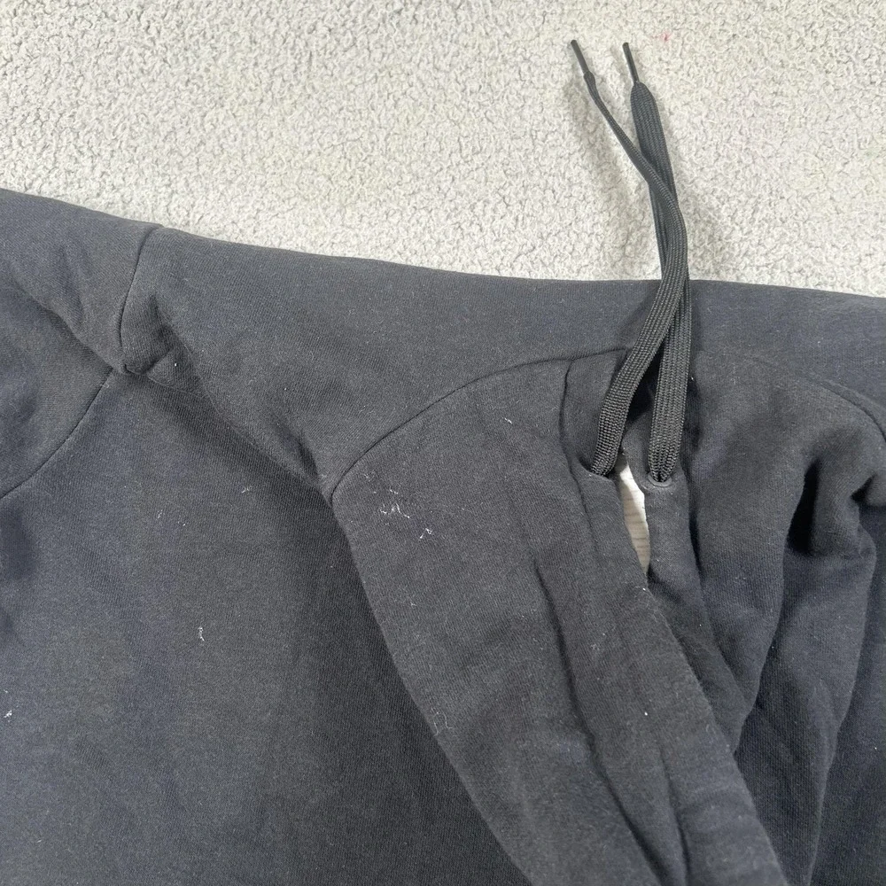 Adidas‎ Hoodie Mens Medium Black Logo Fleece Pullover Kangaroo Pocket Sweatshirt
